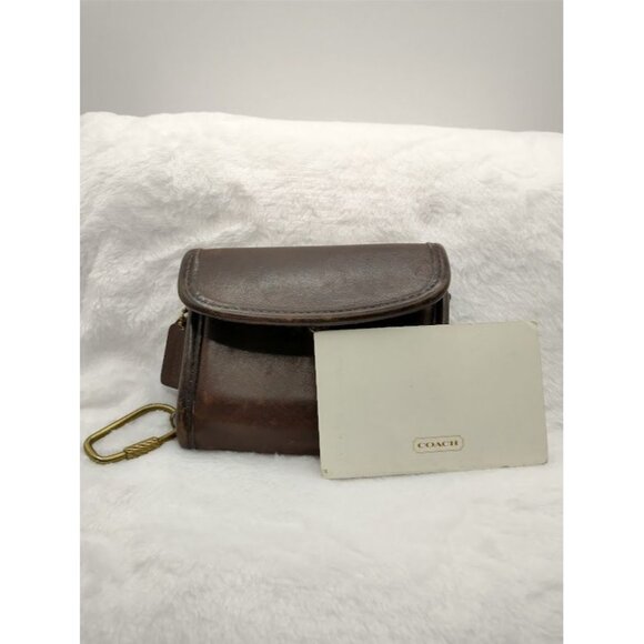 Vintage Coach Brown Leather Keychain Wallet with Zipper Closure & Brass Carabine - Picture 11 of 13